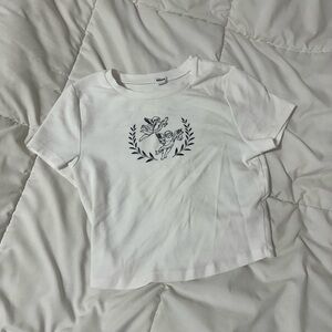 Garage White Short Sleeve Tee with Laurel Wreath Design